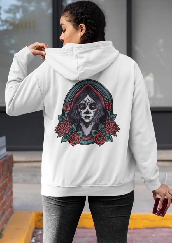 Dia De Los Muertos Girl Roses Printed Hoodie