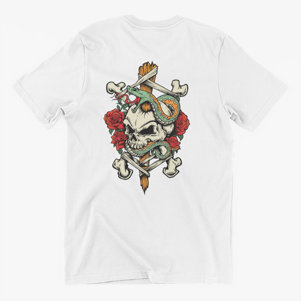 Unisex T-Shirt With Skull Snake Print