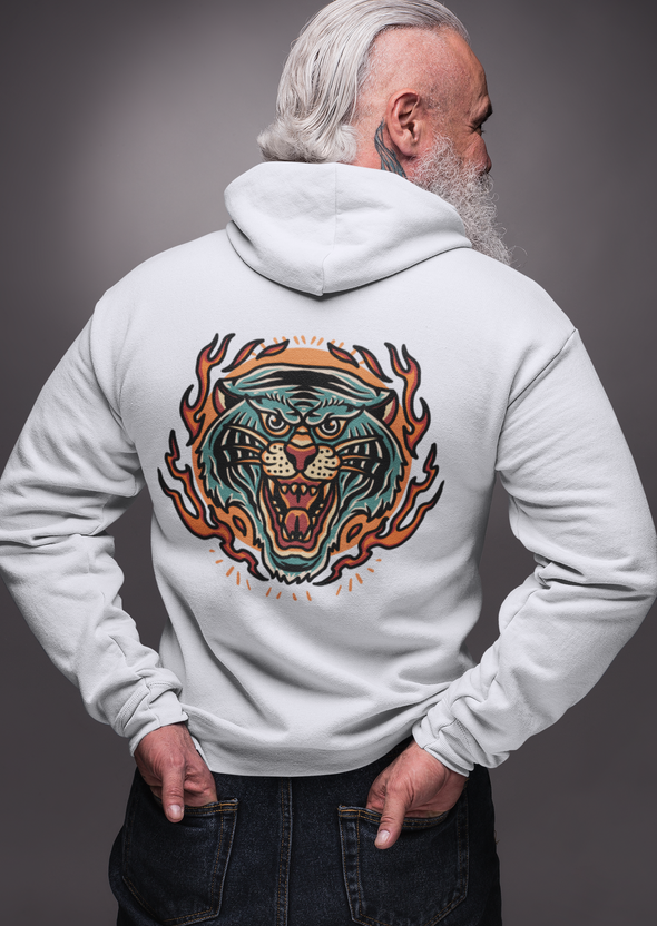 Hoodie With Tiger Burning Print