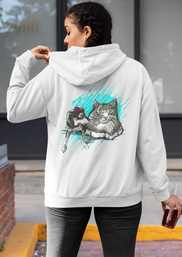 Unisex Cat And Dog Printed Hoodie
