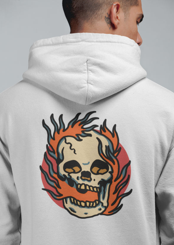 Unisex Hoodie With Skull Fire Print