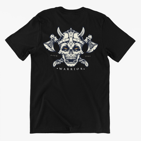 Skull With Axe And Helmet Print Unisex T-Shirt