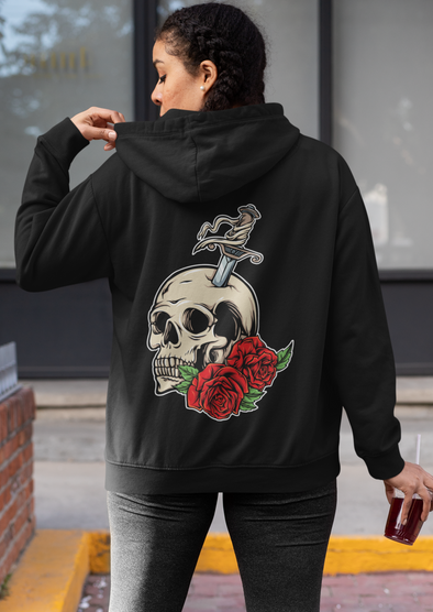 Skull With Dagger And Rose Unisex Hoodie