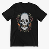 Black & White T-Shirt With Skull And Flower Print