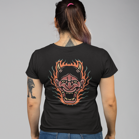 Flaming Oni Black & White Unisex T-Shirt