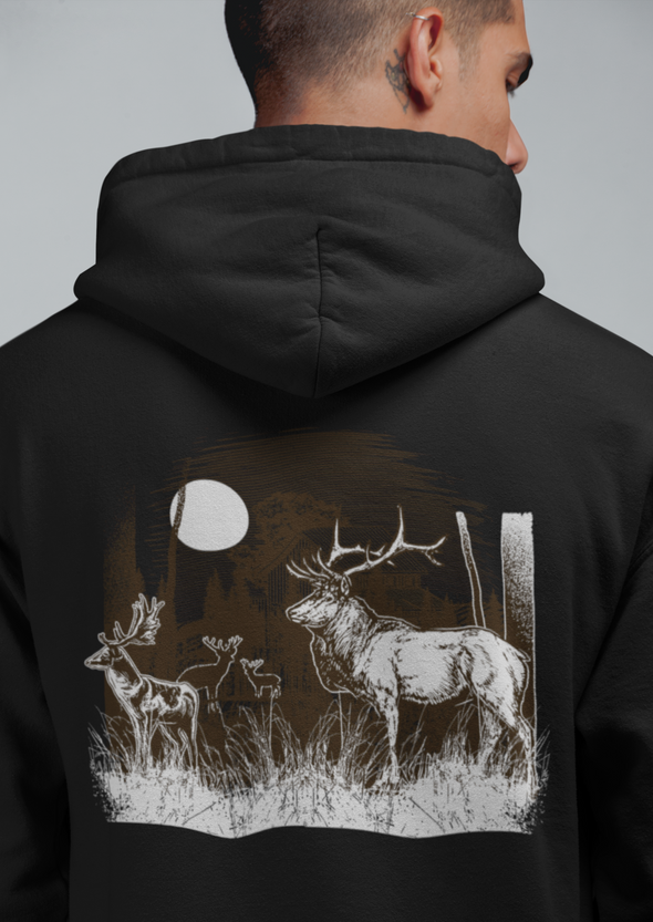 Unisex Deer Vintage Printed Hoodie