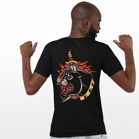 T-Shirt With Panther and Dagger Print