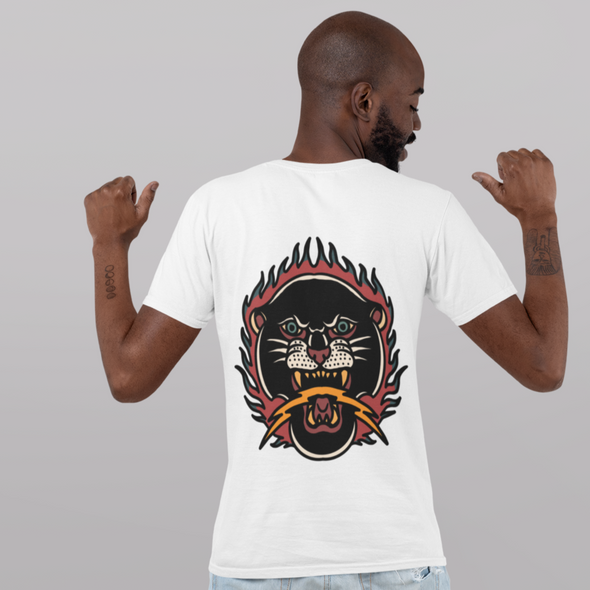 Unisex T-shirt With Burning Panther and Thunder
