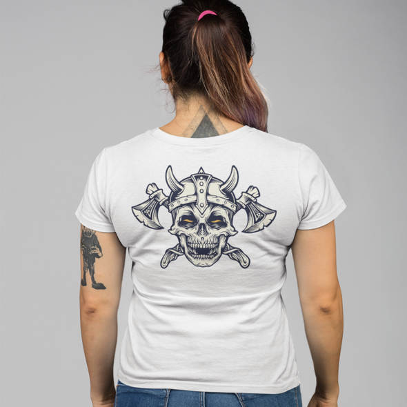 Skull With Axe And Helmet Print Unisex T-Shirt