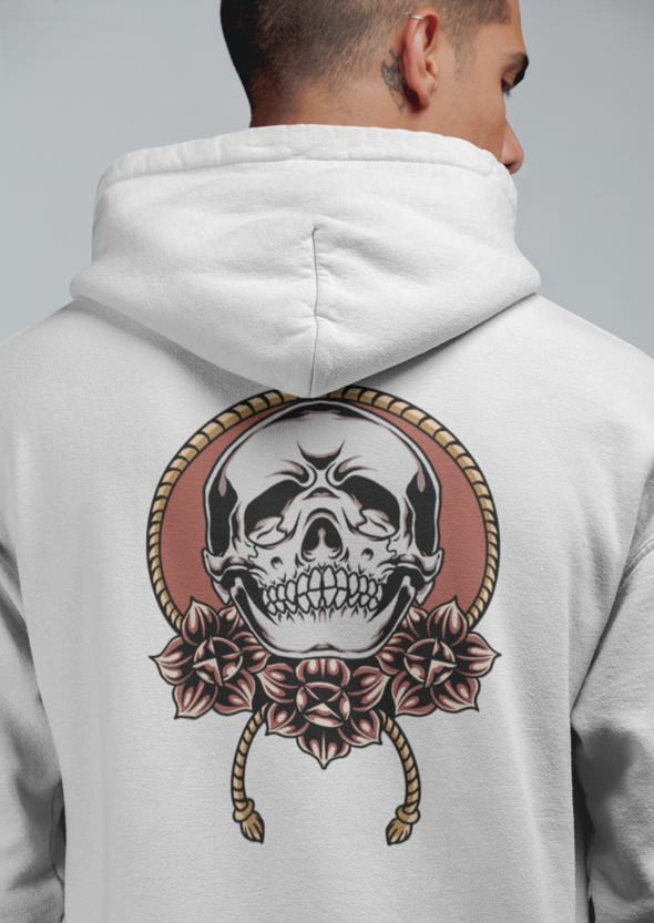 Unisex Printed Skull And Roses Hoodie