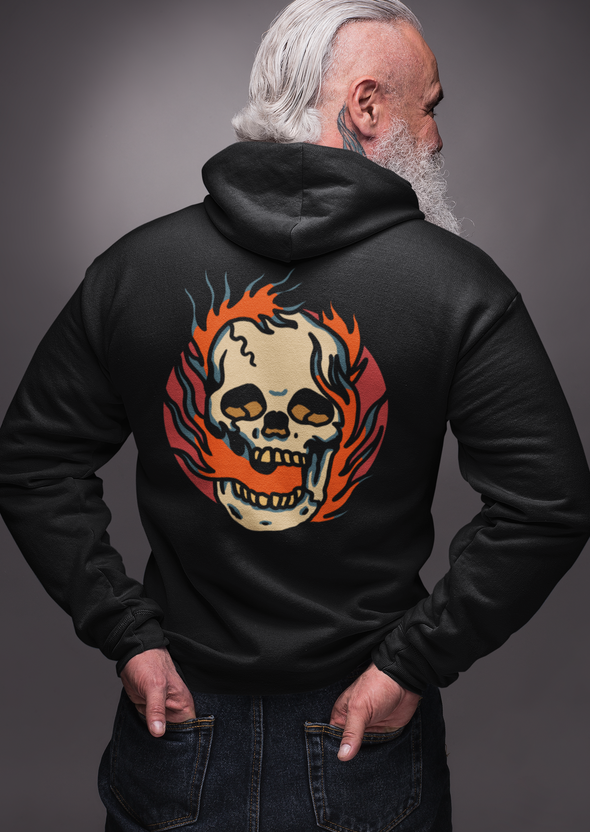 Unisex Hoodie With Skull Fire Print