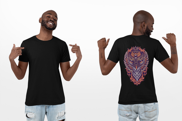 Unisex T-shirt With King Owl Colorful Ornaments