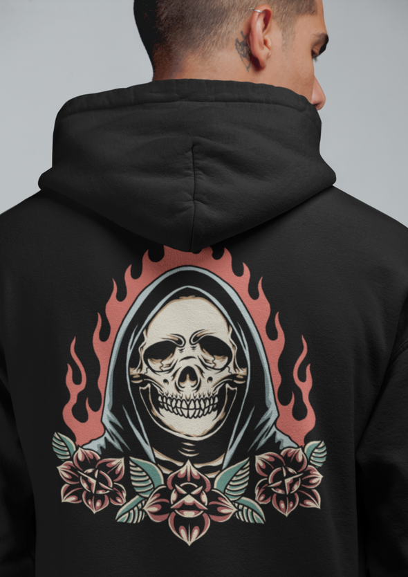Unisex Burning Grim Printed Hoodie