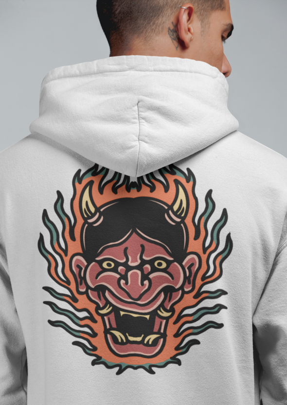 Flaming Oni Unisex Printed Hoodie