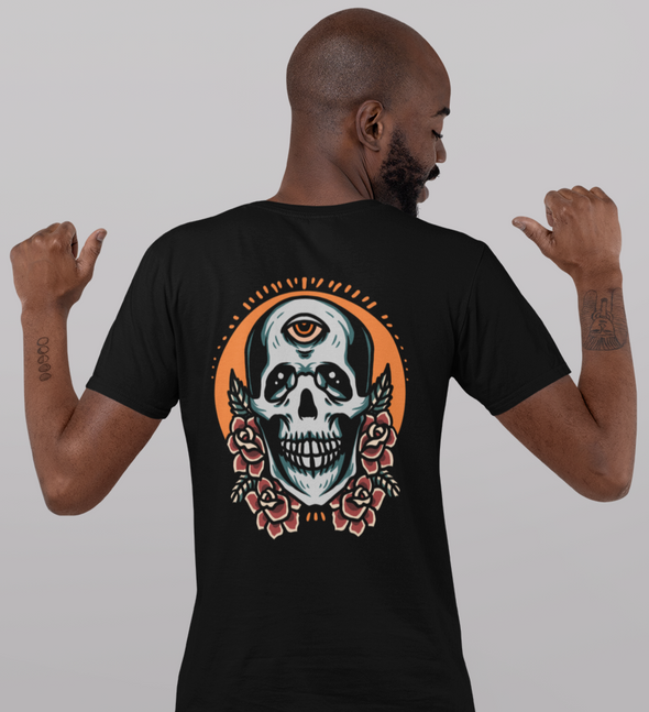 Unisex T-Shirt With Skull And Roses