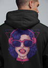 Girl Wearing Headphone Vector Illustration Printed Hoodie