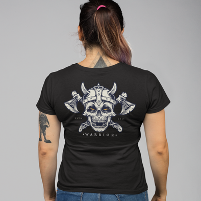 Skull With Axe And Helmet Print Unisex T-Shirt