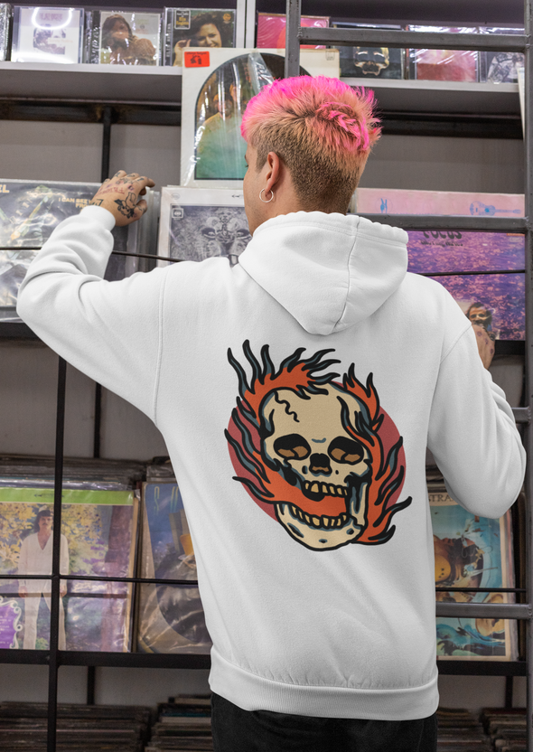 Unisex Hoodie With Skull Fire Print