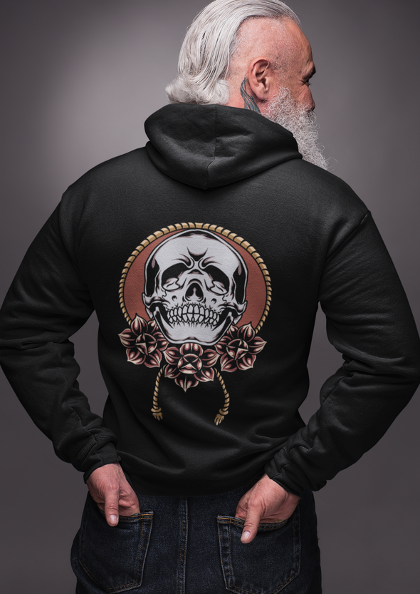 Unisex Printed Skull And Roses Hoodie