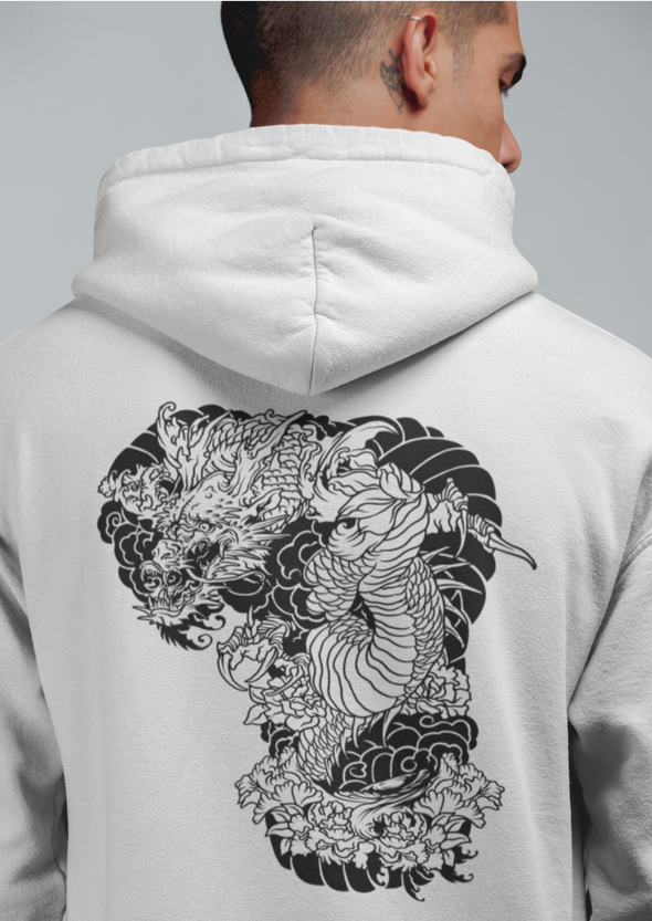 Unisex Japanese Dragon Ori Printed Hoodie