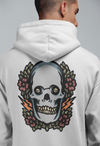 Black & White Hoodies With Skull And Flower Print