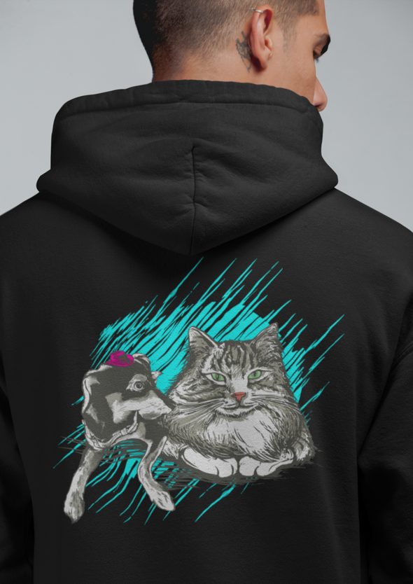 Unisex Cat And Dog Printed Hoodie