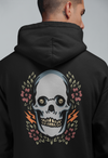 Black & White Hoodies With Skull And Flower Print