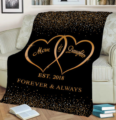 Personalized "Two Heart Blanket" For Nana/Papa/Dad/Grandpa/Grandma/Mom/Grandpa & Grandma With Grandkid's/kid's Name Or Nick
