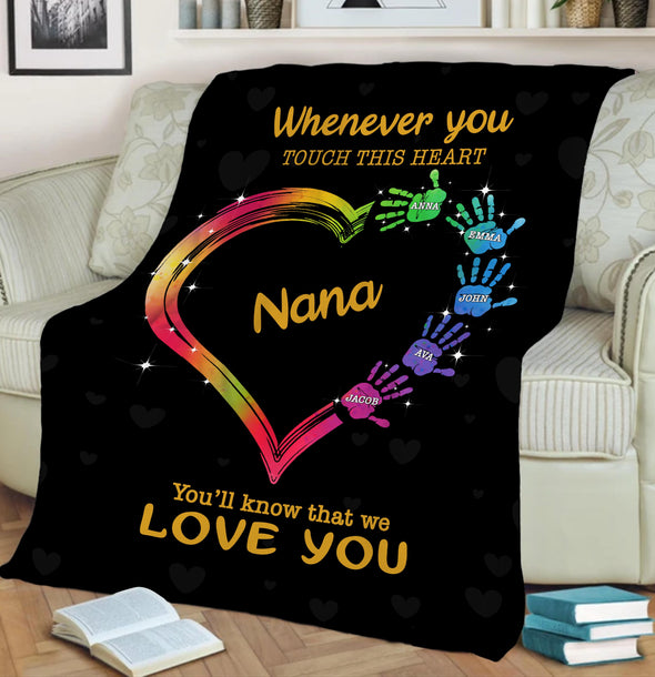 Whenever You Touch This Heart™ Blanket For Nana/Grandma/Mom