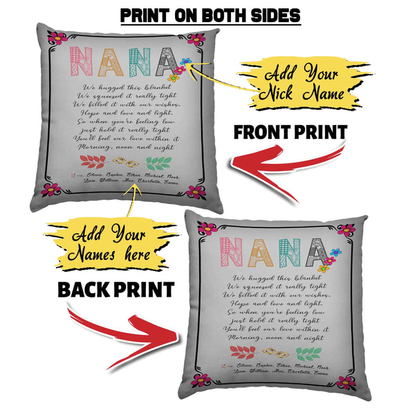 "Mom- We Hugged This Pillow" Customized Pillow For Grandma/Grandpa/Mamma/Papa/Auntie