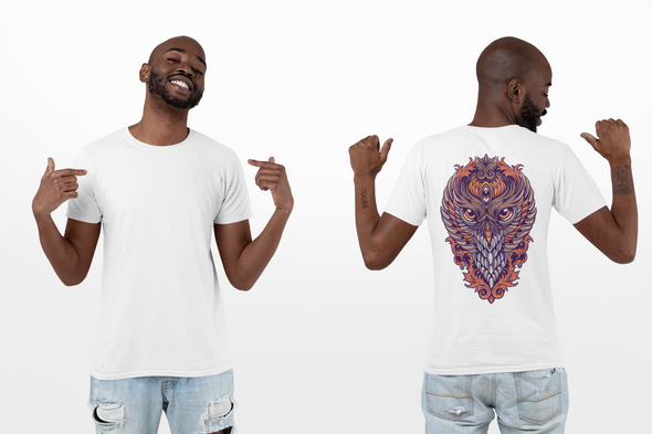 Unisex T-shirt With King Owl Colorful Ornaments