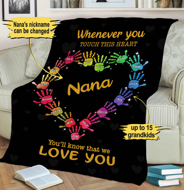 Grandma Whenever You Touch This Heart Personalized™ Blanket