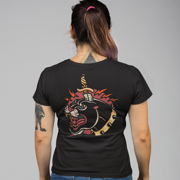 T-Shirt With Panther and Dagger Print