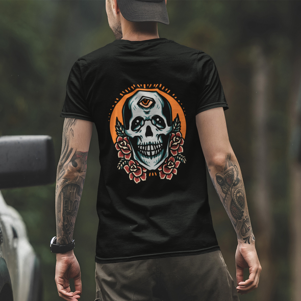 Unisex T-Shirt With Skull And Roses