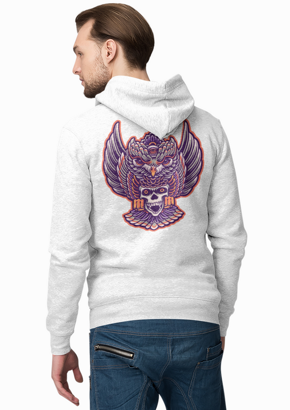 Unisex Owl Mystical with Skull Printed Hoodie