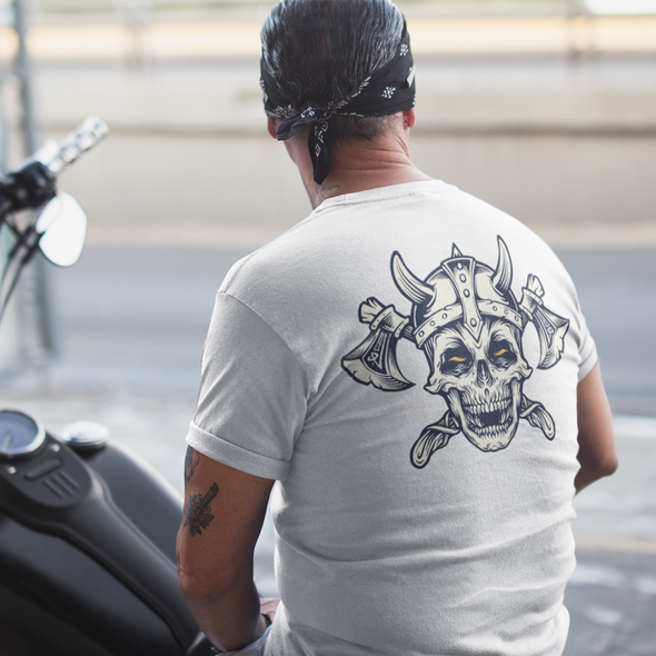 Skull With Axe And Helmet Print Unisex T-Shirt