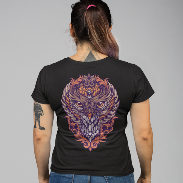 Unisex T-shirt King Owl Colorful Ornaments