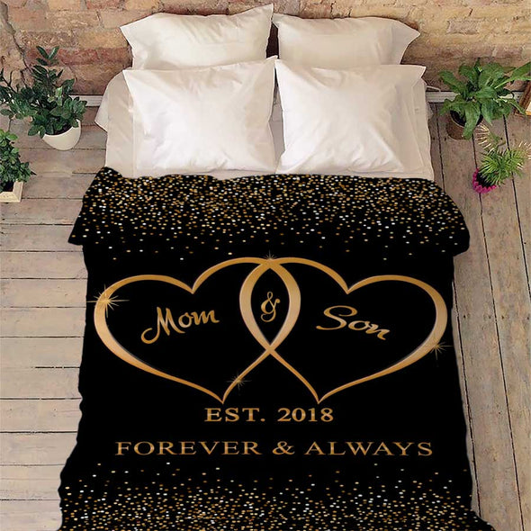 Personalized "Two Heart Blanket" For Nana/Papa/Dad/Grandpa/Grandma/Mom/Grandpa & Grandma With Grandkid's/kid's Name Or Nick