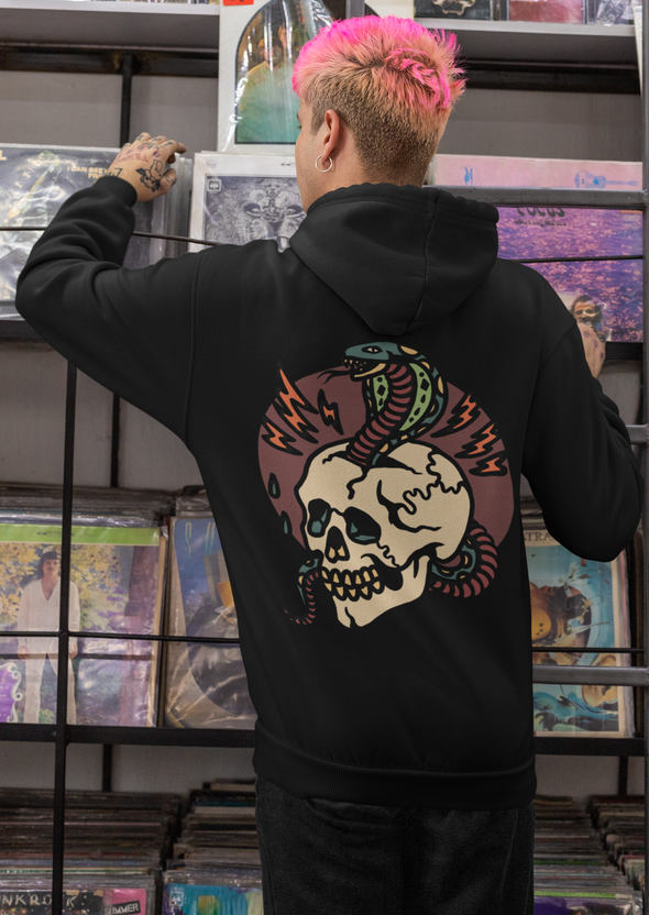 Snake And Skull Print Hoodie