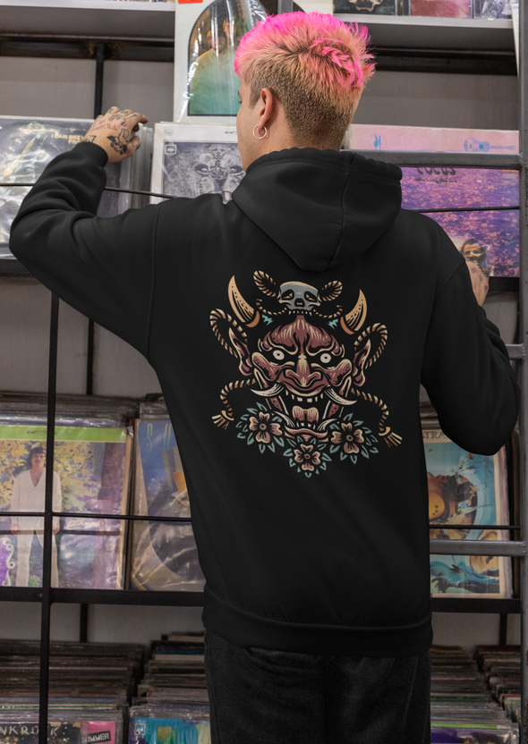 Unisex Hoodie With Raging Oni Print