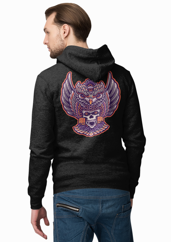 Unisex Owl Mystical with Skull Printed Hoodie