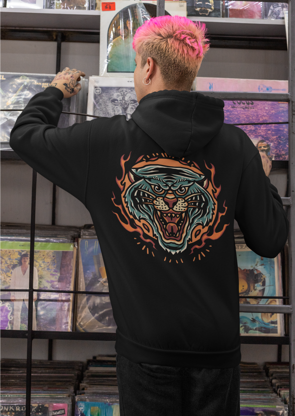 Hoodie With Tiger Burning Print