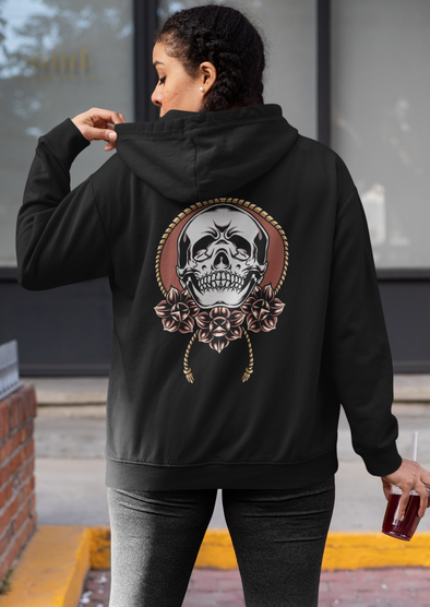 Unisex Printed Skull And Roses Hoodie