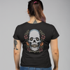 Black & White T-Shirt With Skull And Flower Print