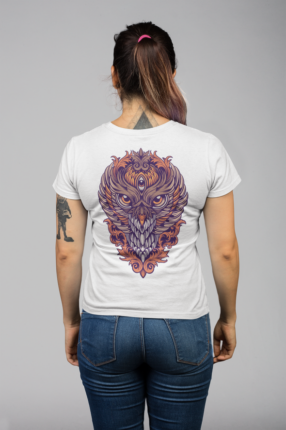 Unisex T-shirt With King Owl Colorful Ornaments