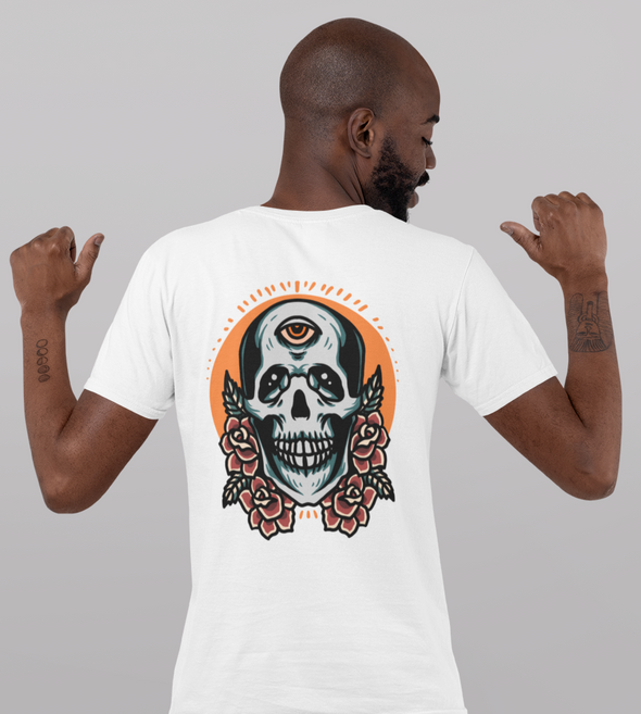 Unisex T-Shirt With Skull And Roses