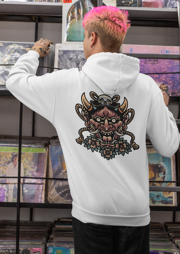 Unisex Hoodie With Raging Oni Print