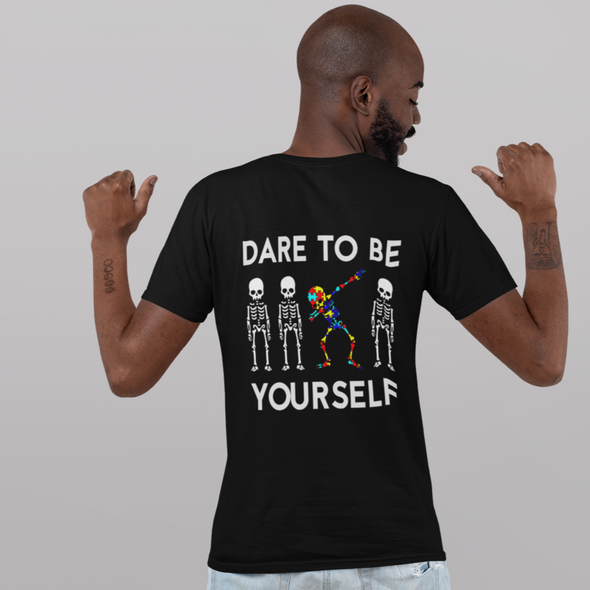 Unisex T-shirt With Skeleton Dabbing Autism Awareness Print
