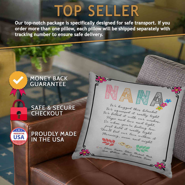 "Mom- We Hugged This Pillow" Customized Pillow For Grandma/Grandpa/Mamma/Papa/Auntie