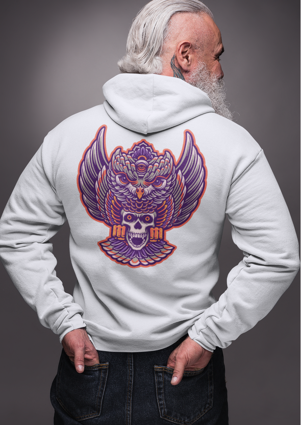Unisex Owl Mystical with Skull Printed Hoodie